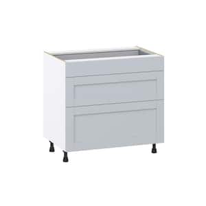 Cumberland Light Gray Shaker Assembled Base Kitchen Cabinet with 3 Drawer (36 in. W x 34.5 in. H x 24 in. D)
