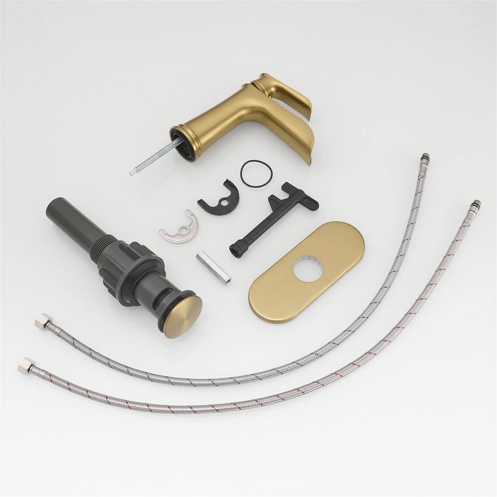 Brushed Gold Single Handle Brass Waterfall Bathroom Faucet