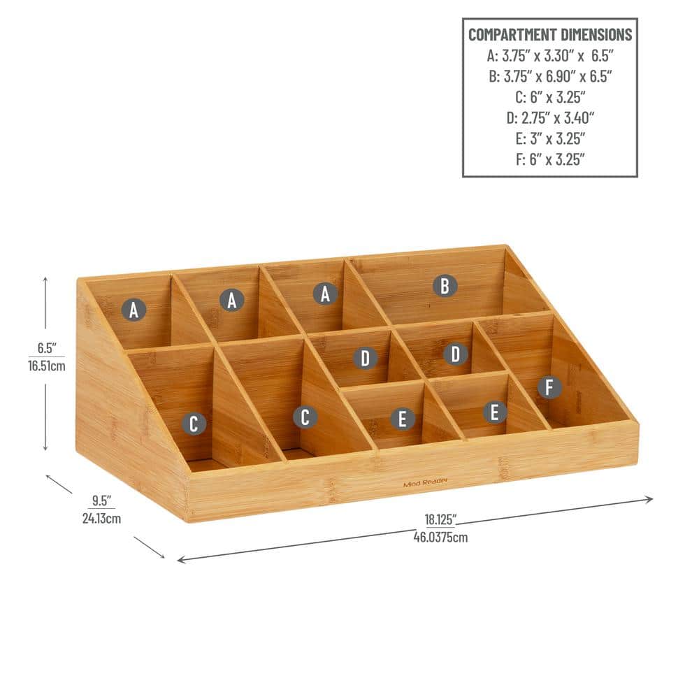 Eco-Friendly Bamboo 11-Compartment Coffee and Condiment Organizer