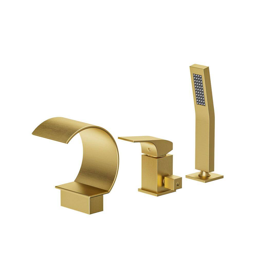 2-Spray Single-Handle Roman Tub Faucet with Handheld Shower, 2.5 GPM in Brushed Gold (Valve Included) price history on PriceWatchPro