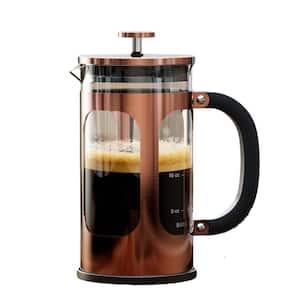 3 Cup Copper French Press Coffee Maker Small with Portable, Removable Tank, Dishwasher Safe, Permanent Filter