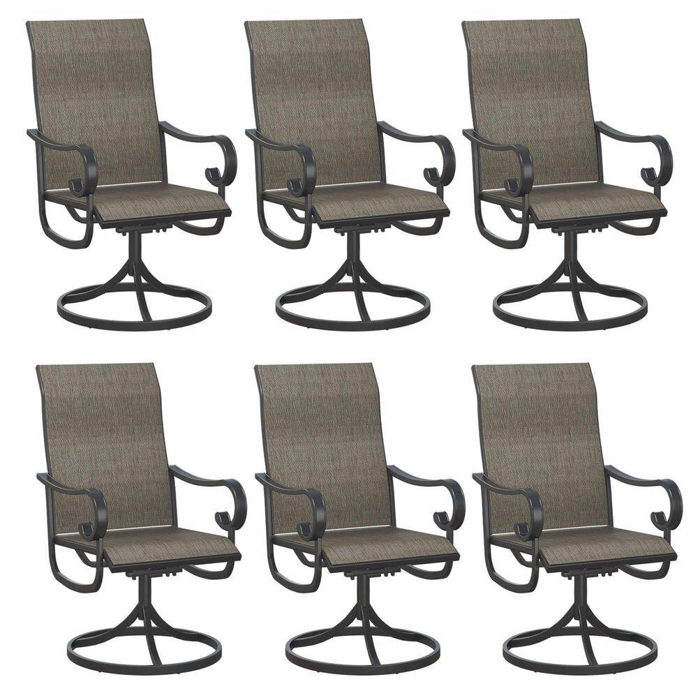 Brown Outdoor Swivel Dining Chairs Set with Textilene Mesh and High Back Set of 6 price history on PriceWatchPro