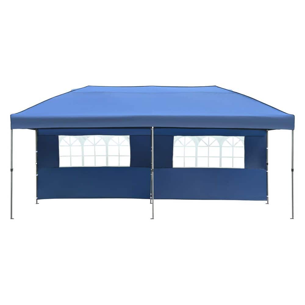10 ft. x 20 ft. Navy Pop Up Canopy with Sidewalls, Outdoor Canopy Tent Heav