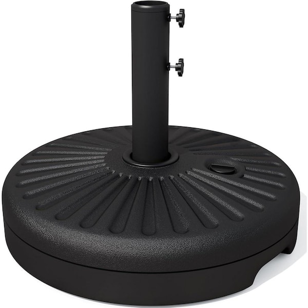 20 in. Round Patio Umbrella Base in Heavy Duty Plastic Free-Standing with 2-Adjustment Knobs in Black