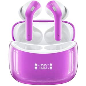 X15 Wireless Bluetooth Earbuds with 60H Playtime and LED Power Display, Purple