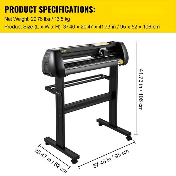 VEVOR Vinyl Cutter Paper Feed 28 in. Floor Stand Vinyl Plotter Cutter  Machine with Signmaster Software for Heat Transfer KZJ720JKDHLS00001V1 -  The Home Depot