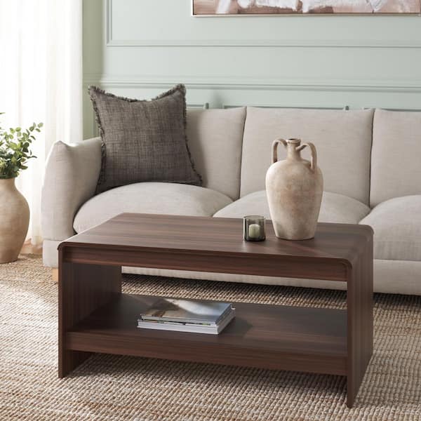 Arsenio 39.4 in. Walnut Rectangle Wood Coffee Table