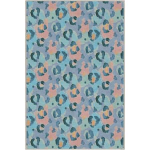 Blue Coral 3 ft. 3 in. x 5 ft. Animal Prints Leopard Contemporary Pattern Area Rug