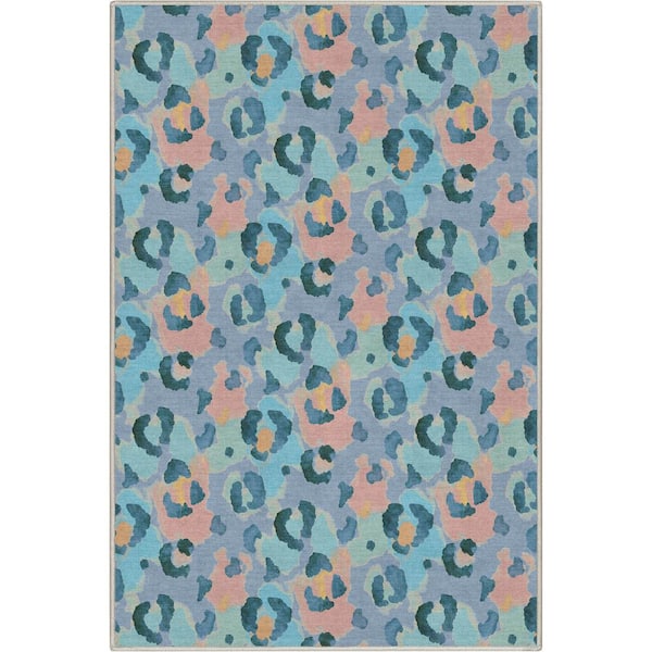 Well Woven Blue Coral 3 ft. 3 in. x 5 ft. Animal Prints Leopard Contemporary Pattern Area Rug