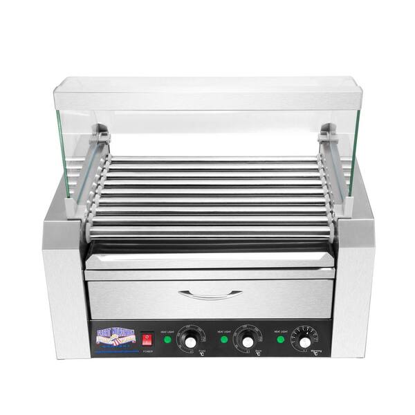 HOT DOG MACHINE ROLLER GRILL with BUN WARMER 9 Rollers Stainless Steel 