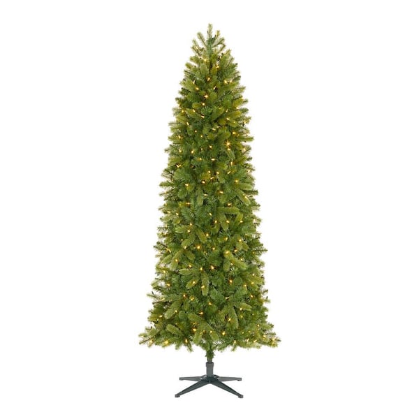 Home Accents Holiday 7.5 ft Manchester Slim White Spruce LED Pre-Lit ...