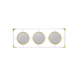15.7 in. W x 43.3 in. H Metal Frame Wall Mount Mirror for Living Room in Gold and White