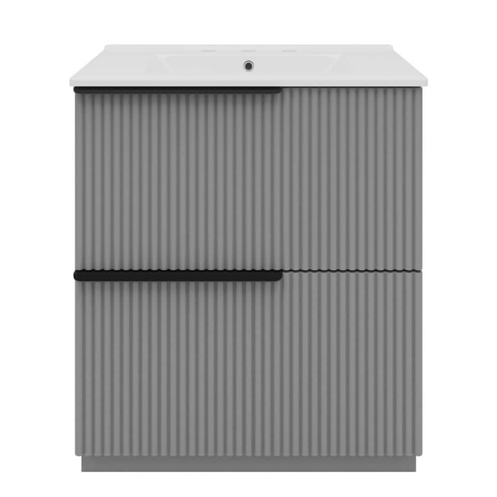 30 in. Single Sink Freestanding Gray Bath Vanity with White Ceramic Top price history on PriceWatchPro