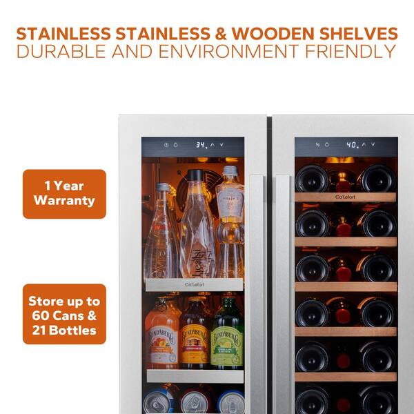 Ca'Lefort 24-in W 220-Can Capacity Stainless Steel Built-In/Freestanding  Beverage Refrigerator with Glass Door in the Beverage Refrigerators  department at