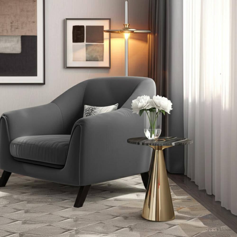 16 in. Black Round Marble Modern Cone Base Top End Table price history on PriceWatchPro