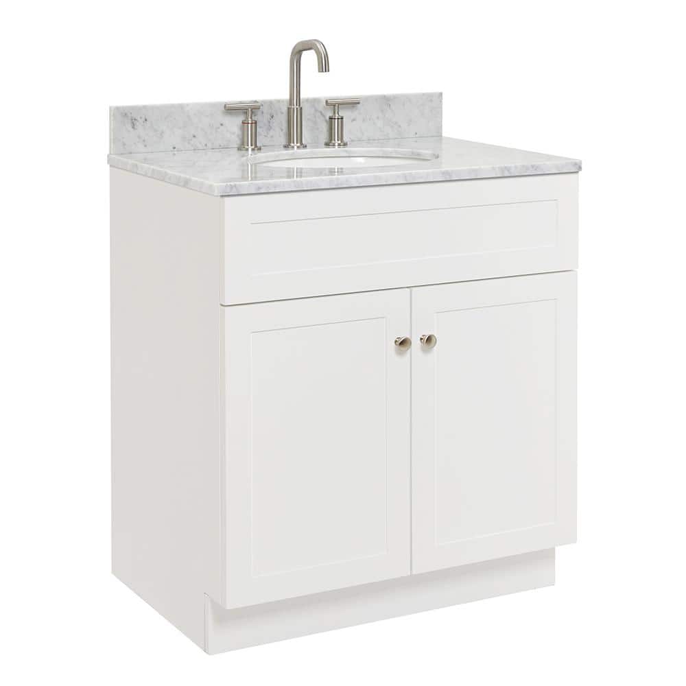 Hamlet 31" White Wood Vanity with Carrara Marble Top