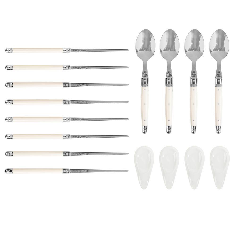 French Home Faux Ivory Chopsticks, Laguiole Spoons and Ceramic Rests ...