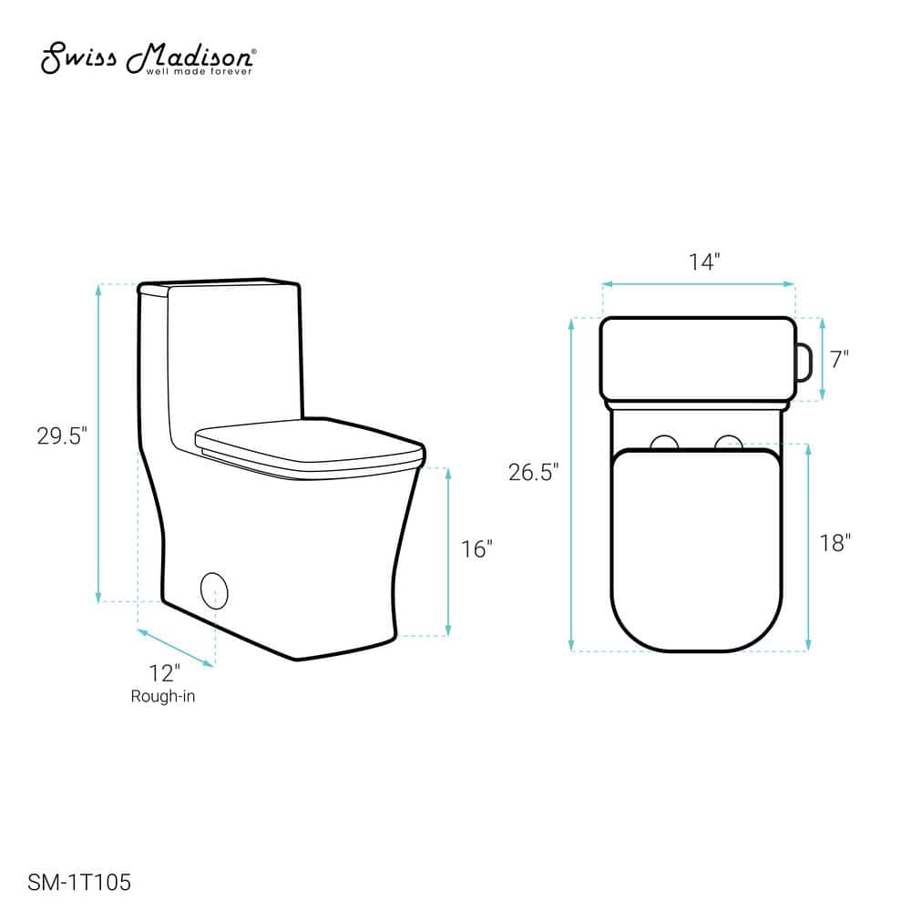 Concorde Glossy White One-Piece Elongated Toilet with Right Side Flush Handle