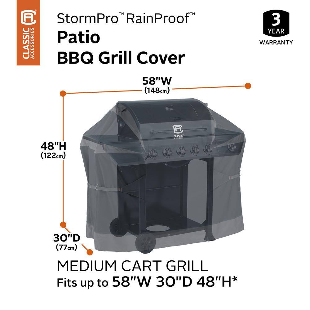 StormPro 58 Inch Black Waterproof BBQ Grill Cover