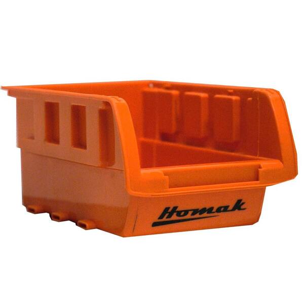 Homak 0-Compartment Stackable Bin Small Parts Organizer in Orange