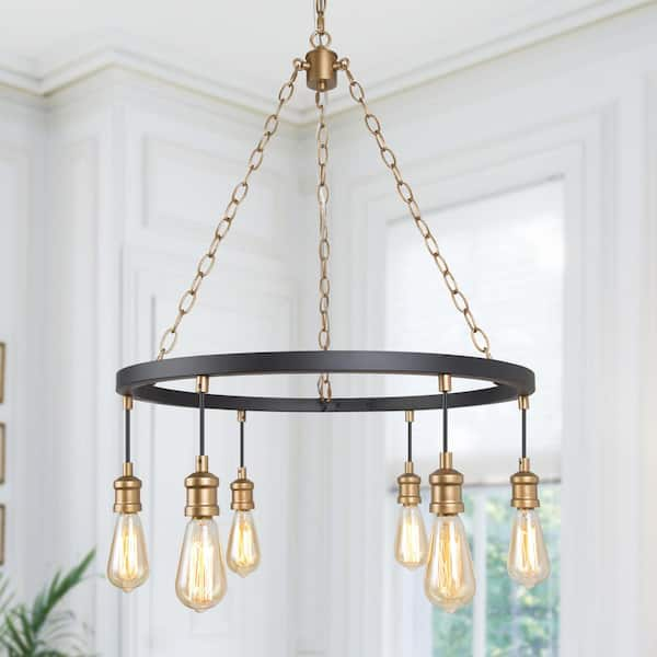 marsden industrial 6 light hoop antique brass ceiling fitting