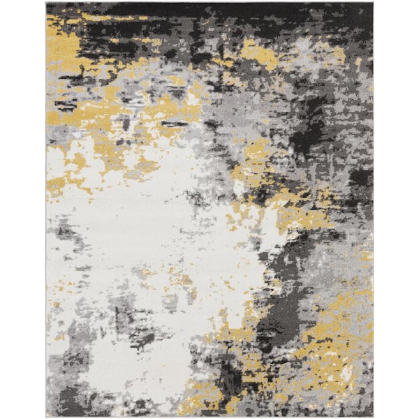Marianne Charcoal/Mustard 8 ft. x 10 ft. Indoor Modern Area Rug