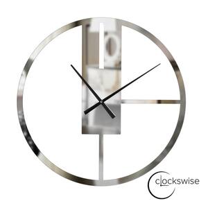 Big Wall Clock with Mirror Face, Silver Metal 22.75 in. Oversize Timepiece Hanging Supplies Included