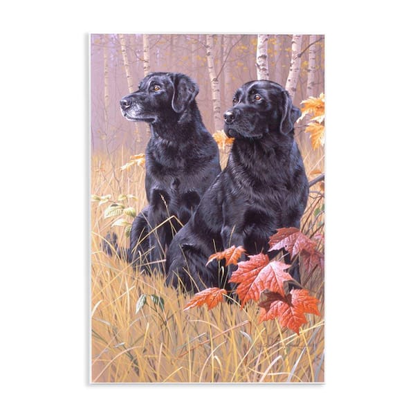 Stupell Industries Autumnal Black Dogs by Rod Lawrence Unframed Graphic Animal Art Print 19 in. x 13 in.