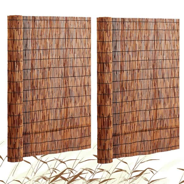 VEVOR Natural Reed Fencing, 4 ft. x 16.4 ft., 2-Pack Reed Screen Curtain Balcony Reed Fence Roll Power Source