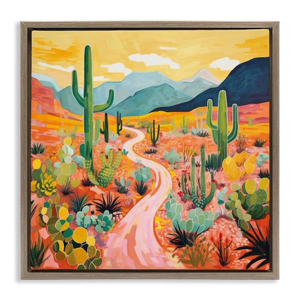 Stupell Industries Sunrise over Desert Path by LSR Design Studio Brown Floater Frame Nature Graphic Art Print 25 in. x 25 in.