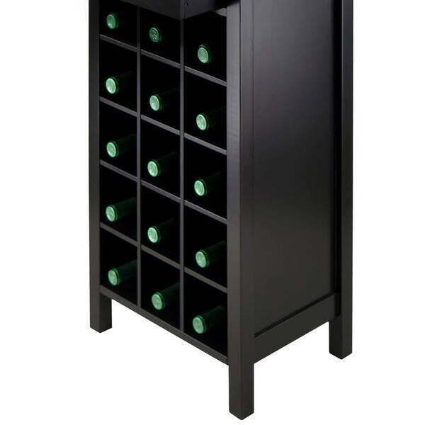 Seafuloy Black Wood Bar Cabinet with Wine Racks Storage Server  WF285318AAB-1 - The Home Depot