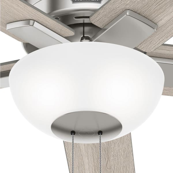 Hunter - Fitzgerald 44 in. Indoor Brushed Nickel Ceiling Fan with Light Kit Included