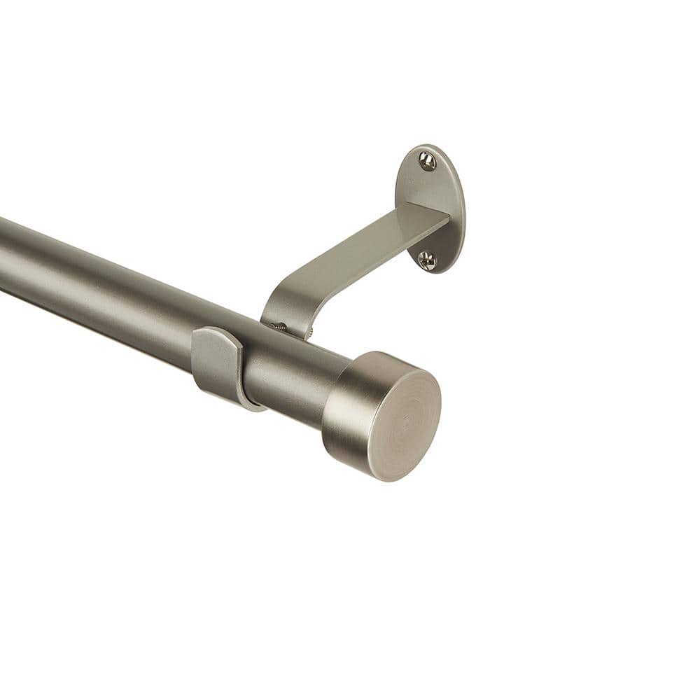 Antique Pewter Adjustable Curtain Rod with Cap Finials, 48"-86"