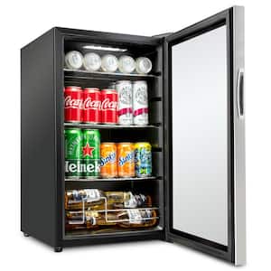 17 in. Single Zone 101-Cans Beverage Cooler in Stainless Steel