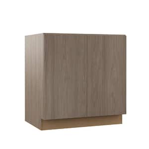 Designer Series Edgeley Assembled 33x34.5x21 in. Full Door Height Bathroom Vanity Base Cabinet in Driftwood