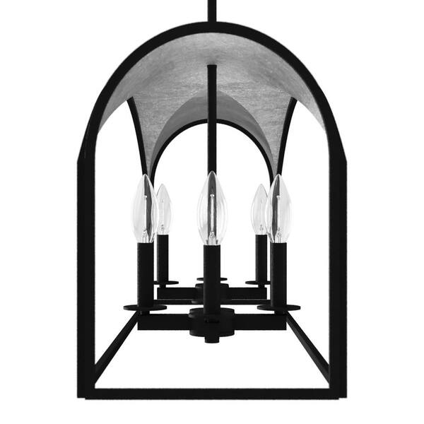Hunter Dukestown 8-Light Natural Iron Island Chandelier with Silver Leaf Detailing