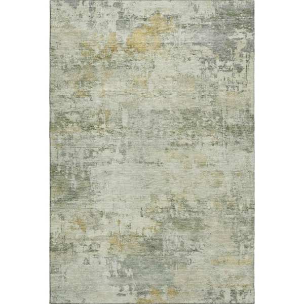 Mayfield Premium Machine Washable Abstract AMF2371 Aloe 10 ft. x 14 ft. Area Rug