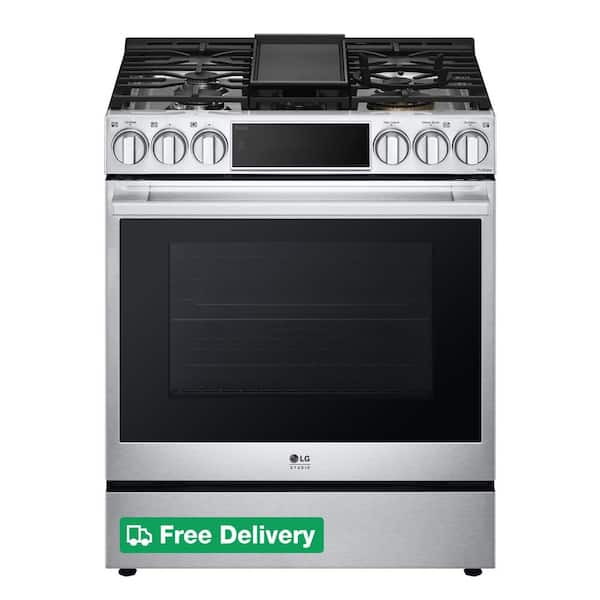 STUDIO 6.3 cu. ft. 30 in. SMART Slide-in Dual Fuel Range in PrintProof Stainless Steel with Air Sous Vide and Easy Clean