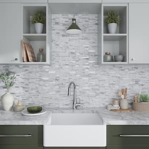 Stack White and Silver 11.6 x 11.5 Peel and Stick Backsplash Tile for Kitchen and Bathroom (9.26 Sq. / Case)