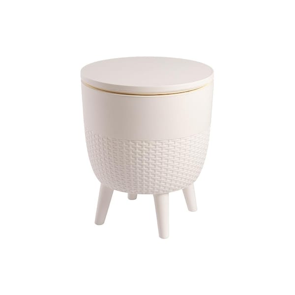Lagoon Cancun White Round Resin 2-in-1 Side Table/Cooler