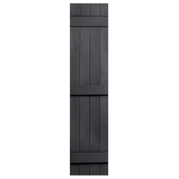 14.31 in. W x 59 in. H Polypropylene Gray Board and Batten Joined Exterior Shutters