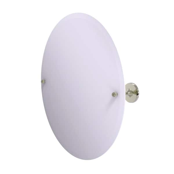 Allied Brass Shadwell Collection Frameless Round Tilt Mirror with Beveled Edge in Polished Nickel