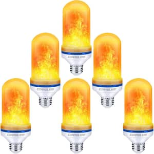 3-Watt E26 LED Flame Light Bulbs with 4 Modes Indoor/Outdoor in Yellow (6 Pack)