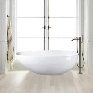 Noyers 67 in. Solid Surface Resin Stone Flatbottom Freestanding Bathtub in Glossy White