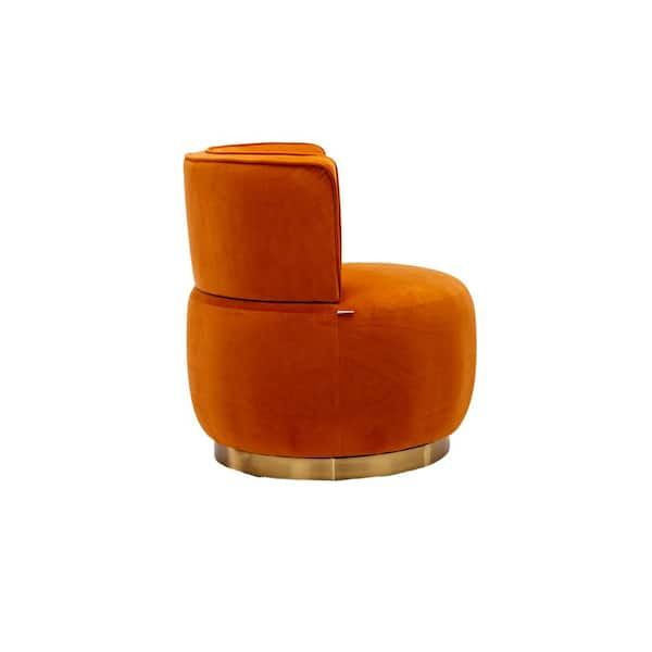 Resenkos Modern Swivel Barrel Chair for Living Room, Upholstered Accent  Chair Armchair with Metal Base, Orange 