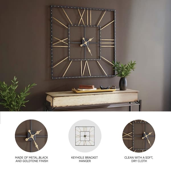 Signature DESIGN BY ASHLEY Thames Black/Gold Analog Metal Wall