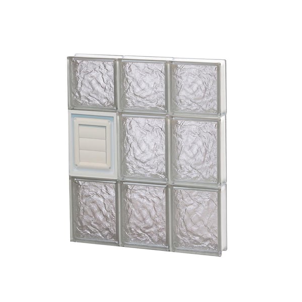 Clearly Secure 17.25 in. x 21.25 in. x 3.125 in. Frameless Ice Pattern Glass Block Window with Dryer Vent