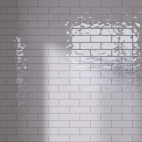 MOLOVO Borgo Subway White 2.6 in. X 7.9 in. Polished Porcelain Floor and Wall Tile (7.54 sq. ft./Case)
