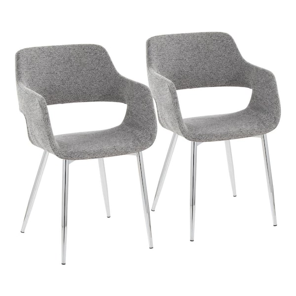 Lumisource Margarite Grey Fabric and Chrome Metal Armchair (Set of 2)