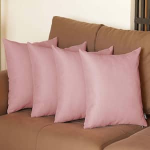 Honey Decorative Throw Pillow Cover Solid Color 20 in. x 20 in. Light Pink Square Pillowcase Set of 4